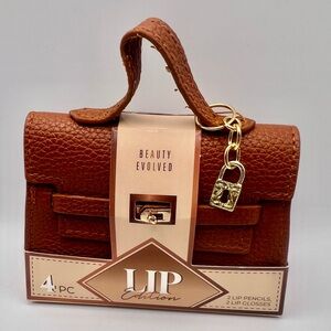 Beauty Evolved 4-Pc Lip Kit Edition Faux Leather Micro Purse with lock charm -